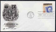 United States 1985 Ameripex '86 Stamp Exhibition on illustrated cover with special Writer's Day day cancel, SG 2187
