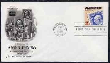 United States 1985 Ameripex '86 Stamp Exhibition on illustrated cover with special Writer's Day day cancel, SG 2187