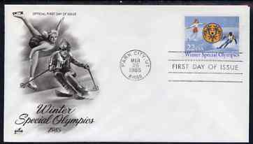 United States 1985 Winter Special Olympic Games on illustrated cover with special Writer's Day day cancel, SG 2175