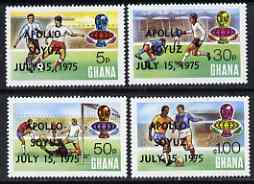 Ghana 1975 Apollo-Soyuz Space Link opts on World Cup Football perf set of 4 unmounted mint, SG 739-42