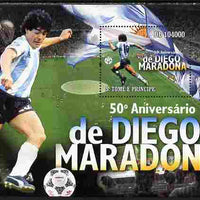 St Thomas & Prince Islands 2010 Diego Maradona perf souvenir sheet unmounted mint