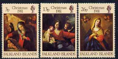 Falkland Islands 1981 Christmas Paintings perf set of 3 unmounted mint, SG 409-11