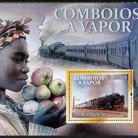 St Thomas & Prince Islands 2010 African Steam Trains perf souvenir sheet unmounted mint