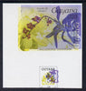 Guyana 1985-89 Orchids Series 2 plate 68 (Sanders' Reichenbachia) unmounted mint imperf single in black & yellow colours only with blue & red from another value (plate 96) printed inverted, most unusual and spectacular
