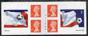 Great Britain 2002 Football World Cup - self-adhesive booklet containing 6 x first class stamps (2 x Football & 4 x Machins) SG PM6