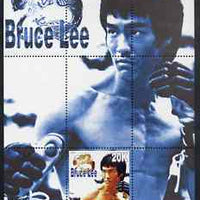 Myanmar 2000 Bruce Lee perf souvenir sheet #01 (blue background) unmounted mint
