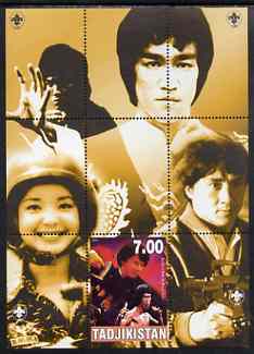 Tadjikistan 2000 Bruce Lee perf souvenir sheet unmounted mint with Scout logos in margin