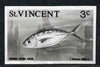 St Vincent 1975 Yellow Jack 3c stamp size Black & white,photographic proof similar to issued stamp but with thicker lettering and without imprint, as SG 424