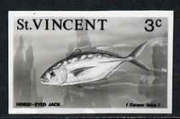 St Vincent 1975 Yellow Jack 3c stamp size Black & white,photographic proof similar to issued stamp but with thicker lettering and without imprint, as SG 424