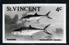 St Vincent 1975 Spanish Mackerel 4c stamp size Black & white,photographic proof similar to issued stamp but with thicker lettering and without imprint, as SG 425
