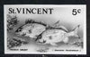 St Vincent 1975 French Grunt 5c stamp size Black & white,photographic proof similar to issued stamp but with thicker lettering and without imprint, as SG 426 unmounted mint