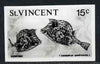 St Vincent 1975 Cowfish 15c stamp size Black & white,photographic proof similar to issued stamp but with thicker lettering and without imprint, as SG 431