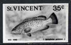 St Vincent 1975 Red Hind 35c stamp size Black & white,photographic proof similar to issued stamp but with thicker lettering and without imprint, as SG 435