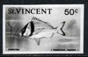 St Vincent 1975 Porkfish 50c stamp size Black & white,photographic proof similar to issued stamp but with thicker lettering and without imprint, as SG 437