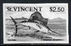 St Vincent 1975 Sailfish $2.50 stamp size Black & white,photographic proof similar to issued stamp but with thicker lettering and without imprint, as SG 441