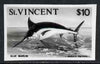St Vincent 1975 Blue Marlin $10 stamp size Black & white,photographic proof similar to issued stamp but with thicker lettering and without imprint, as SG 443