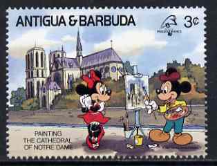 Antigua 1989 Painting the Notre Dame 3c (from Disney Philexfrance '89 set) unmounted mint, SG 1301