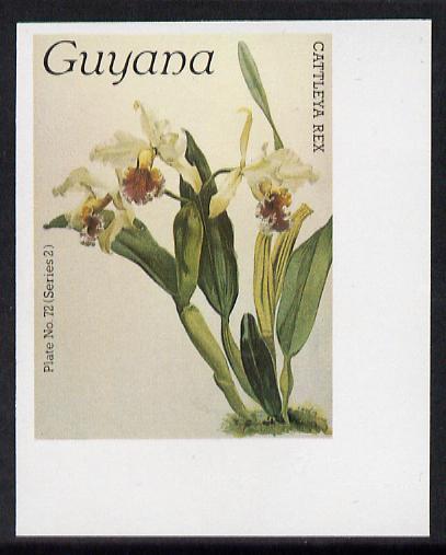 Guyana 1985-89 Orchids Series 2 plate 72 (Sanders' Reichenbachia) unmounted mint imperf corner single with face value omitted (unisted in SG)