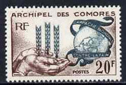 Comoro Islands 1963 Freedom From Hunger 20f unmounted mint, SG 33