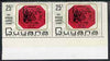 Guyana 1967 World's Rarest Stamp 25c horiz pair, one stamp with R10/5 extra stop after Guyana unmounted mint