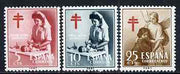 Spain 1953 Anti-Tuberculosis Fund perf set of 3 unmounted mint, SG 1184-86