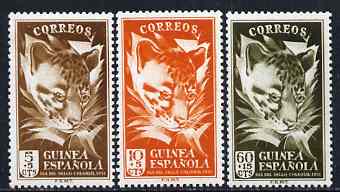 Spanish Guinea 1951 Colonial Stamp Day (Leopard) perf set of 3 unmounted mint, SG 359-61