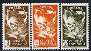 Spanish Guinea 1951 Colonial Stamp Day (Leopard) perf set of 3 unmounted mint, SG 359-61