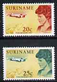 Surinam 1967 30th Anniversary of Visit of Amelia Earhart set of 2 unmounted mint, SG 613-14
