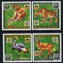 Niger Republic 1996 Animal Conservation perf set of 4 with Rotary Emblem unmounted mint