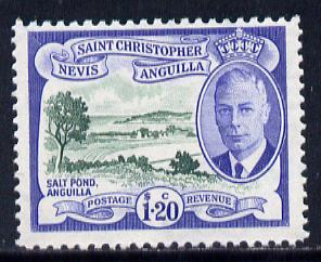 St Kitts-Nevis 1952 KG6 Salt Pond $1.20 from Pictorial def set unmounted mint SG 104