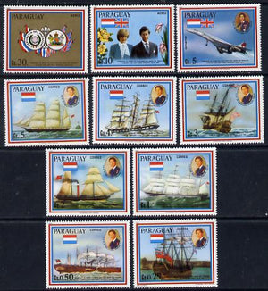 Paraguay 1981 Royal Wedding perf set of 10 (Ships etc) unmounted mint