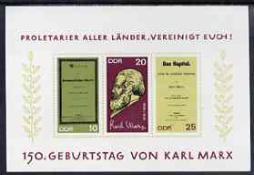 Germany - East 1968 150th Birth Anniversary of Karl Marx perf m/sheet unmounted mint, SG MS E1086