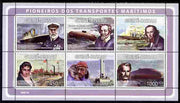 Guinea - Bissau 2008 Pioneers of Marine Transport perf sheetlet containing 6 values unmounted mint Michel 4000-05