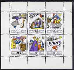 Germany - East 1974 Fairy Tales #09 - Twittering To and fro by Tolstoi, perf sheetlet containing set of 6 values unmounted mint, SG E1711a
