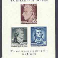 Germany - East 1955 150th Death Anniversary of Schiller (poet) imperf m/sheet unmounted mint, SG MS E212a