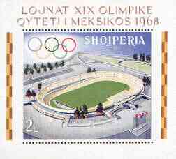 Albania 1968 Mexico Olympic Games perf x imperf m/sheet (stadium) unmounted mint, SG MS 1275, Mi BL33A