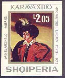 Albania 1973 400th Birth Anniversary of Caravaggio imperf m/sheet (Man in Feathered Hat) unmounted mint, SG MS 1555