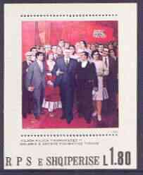 Albania 1980 Paintings from Gallery of Figurative Arts perf x imperf m/sheet (Communists) unmounted mint, SG MS 2064