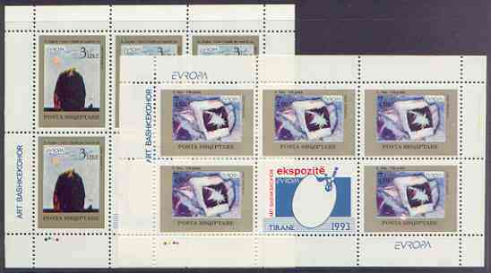 Albania 1993 Europa - Contemporary Art perf set of 2 each in sheetlets of 5 plus label unmounted mint, SG 2562-63