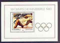 Germany - East 1980 Lake Placid Winter Olympics perf m/sheet (Skiing Girls) unmounted mint, SG MS E2192