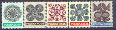 Poland 1971 Folk Art - Paper Cut-outs perf set of 5 unmounted mint, SG 2073-77