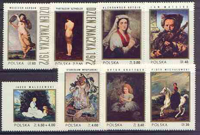 Poland 1972 Stamp Day - Polish Paintings perf set of 8 unmounted mint, SG 2172-79