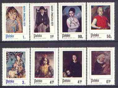 Poland 1974 Stamp Day - Paintings of Children in Polish Costumes perf set of 8 unmounted mint, SG 2325-32