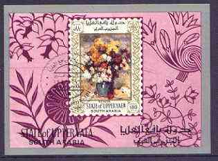 Aden - Upper Yafa 1967 Paintings of Flowers (Renoir) imperf m/sheet cto used used, Mi BL16