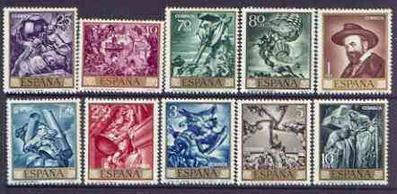 Spain 1966 Stamp Day & J M Sert Commemoration set of 10 unmounted mint, SG 1770-79