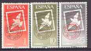 Spain 1961 World Stamp Day perf set of 3 unmounted mint, SG 1409-11