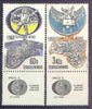Czechoslovakia 1969 1st Man on the Moon perf set of 2 plus labels unmounted mint, SG 1839-40