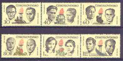 Czechoslovakia 1973 Martyrs of World War 2 perf set of 6 unmounted mint, SG 2088-93