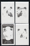 Tanzania 1986 Royal Wedding (Andrew & Fergie) the unissued perf set of 4 values (10s, 20s, 60s & 80s) in proof singles printed in black colour only unmounted mint