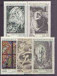 Czechoslovakia 1973 Birth Centenary of Max Svabinsky (artist) perf set of 5 unmounted mint, SG 2122-26